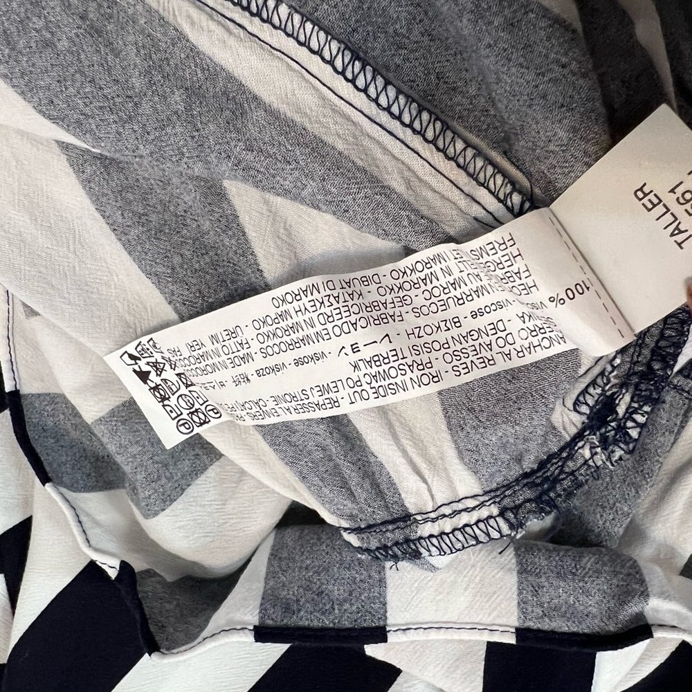 Zara trf collection striped button detail ruffle black and white peplum … - Picture 8 of 8